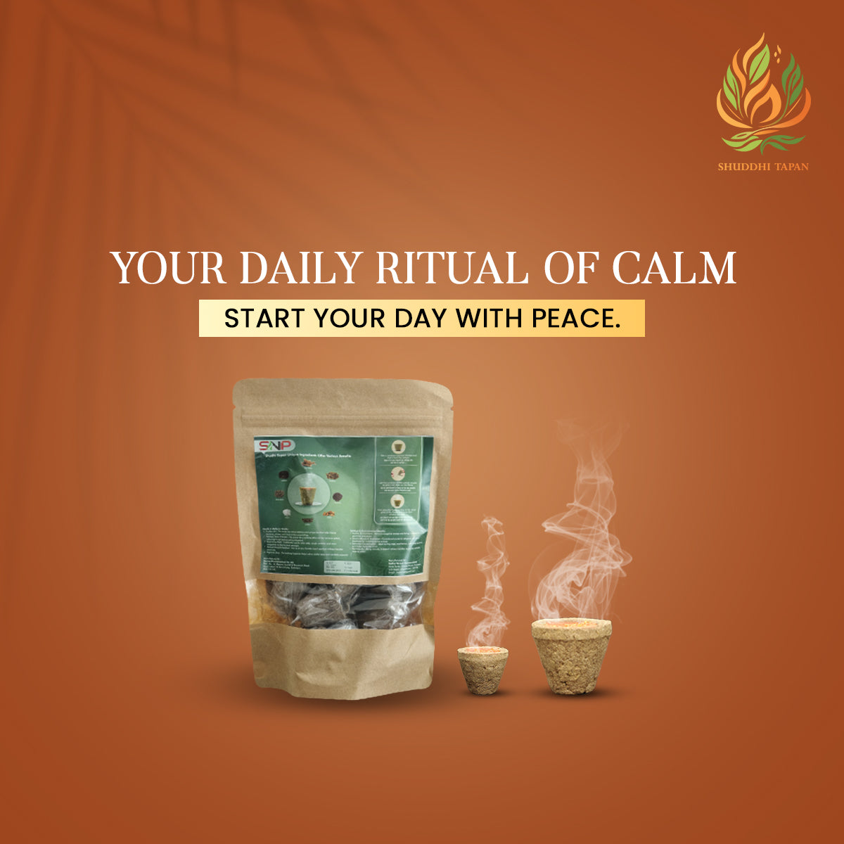 Shuddi Tapan - Natural Incense Dhoop for Spiritual Purification & Air Freshening (Pack of 15)